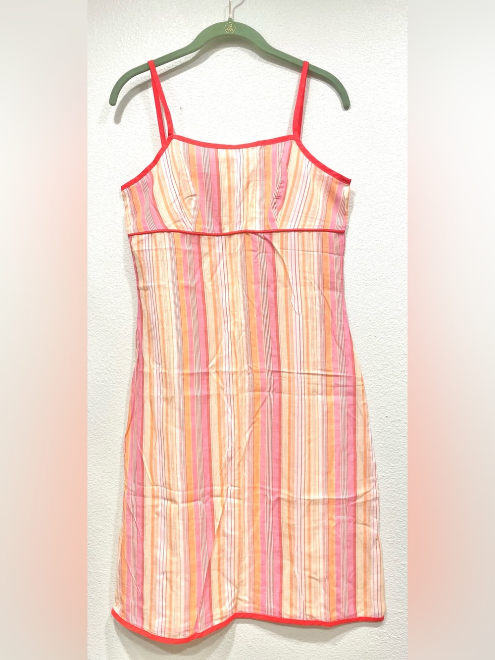 NWT BedHead Vintage 100% Cotton Midi Striped Orange Red White Nighty Dress Small